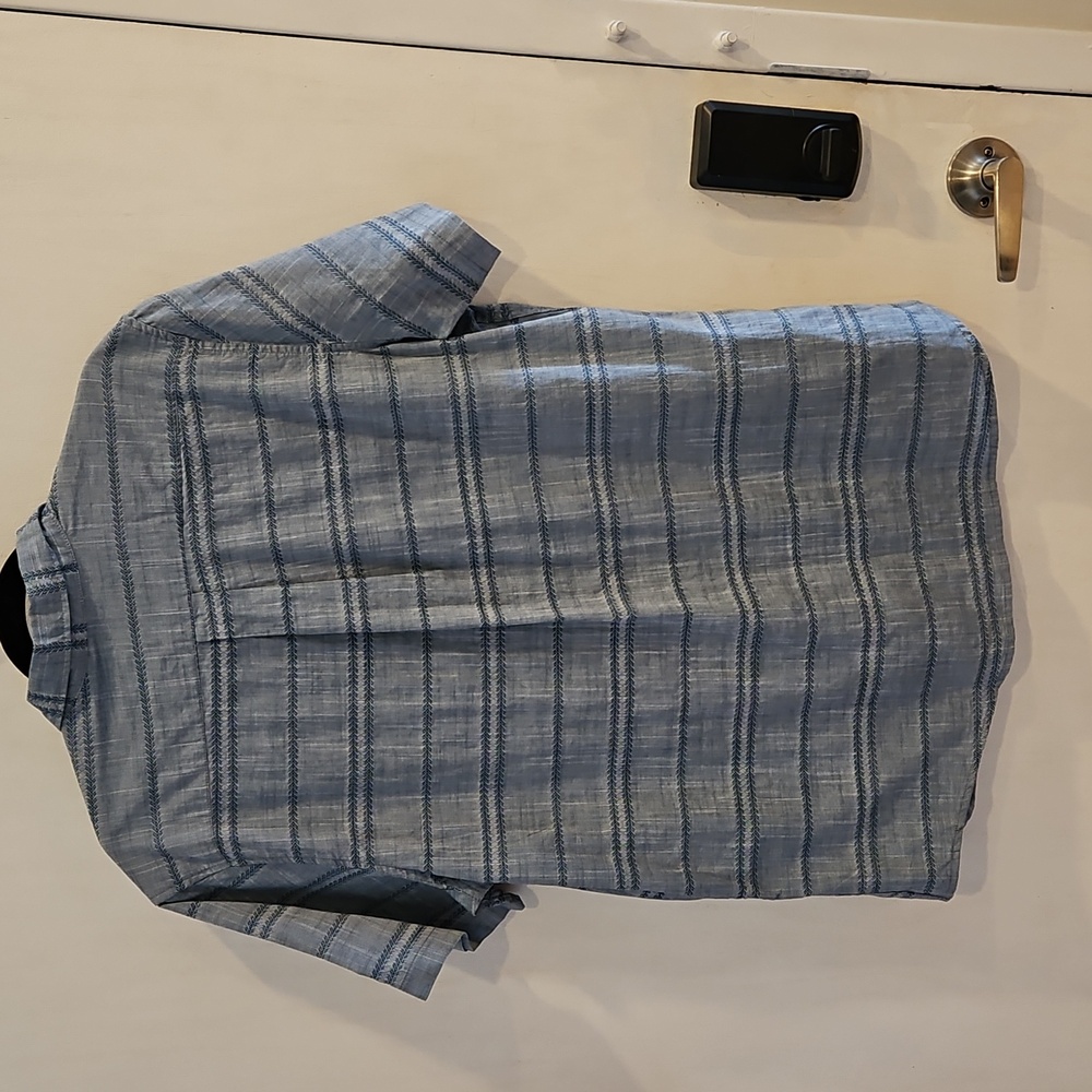 Wallin & Bros Blue Embroidered Striped Button Down Shirt L - Picture 3 of 7
